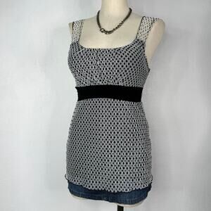 Coquette Dollette Polka Dots Black and White Mesh Babydoll Tank Top Size Small